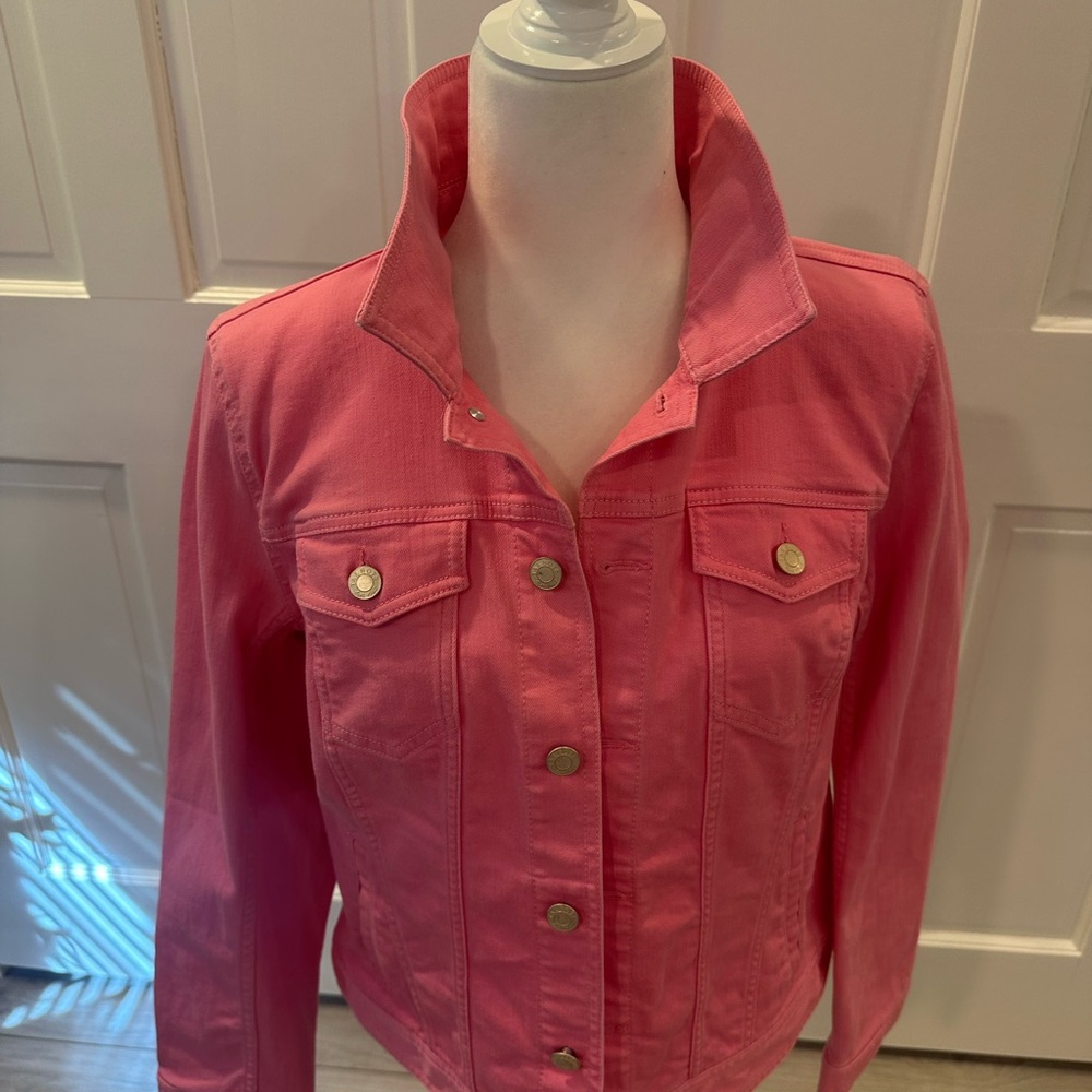 Talbots Pink Denim Jacket Sz L - Picture 12 of 16